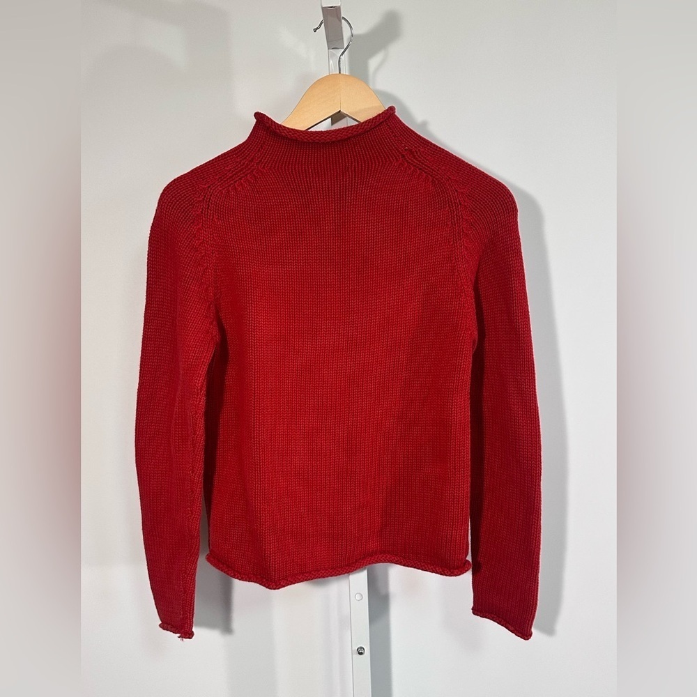 J.Crew Kids Cherry Red Roll Neck Cotton Knit Sweater – Made in Japan Large
